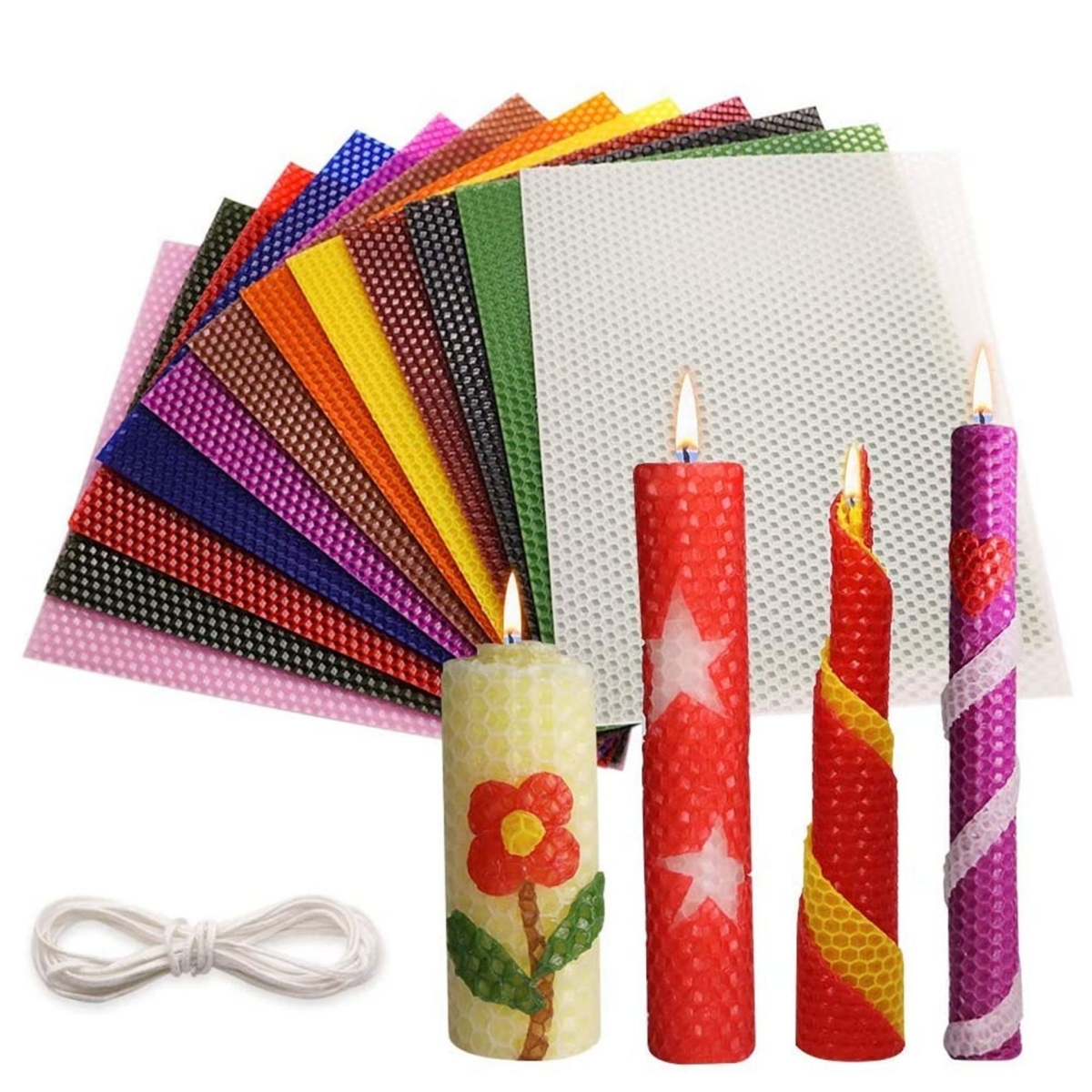 Beeswax Taper Candle - 13pcs 20*20cm Color Beeswax Sheet Candle