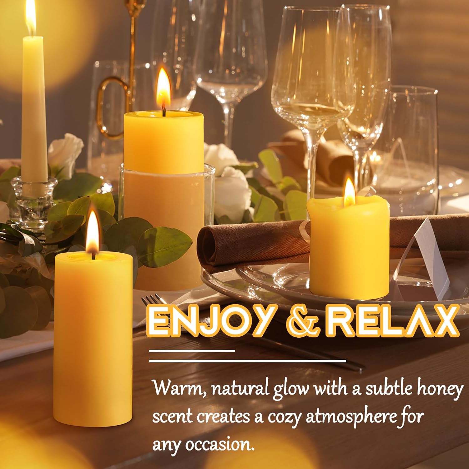1/3/5PCS Beeswax Pillar Candle - Beeswax Taper Candle ulasan dan harga