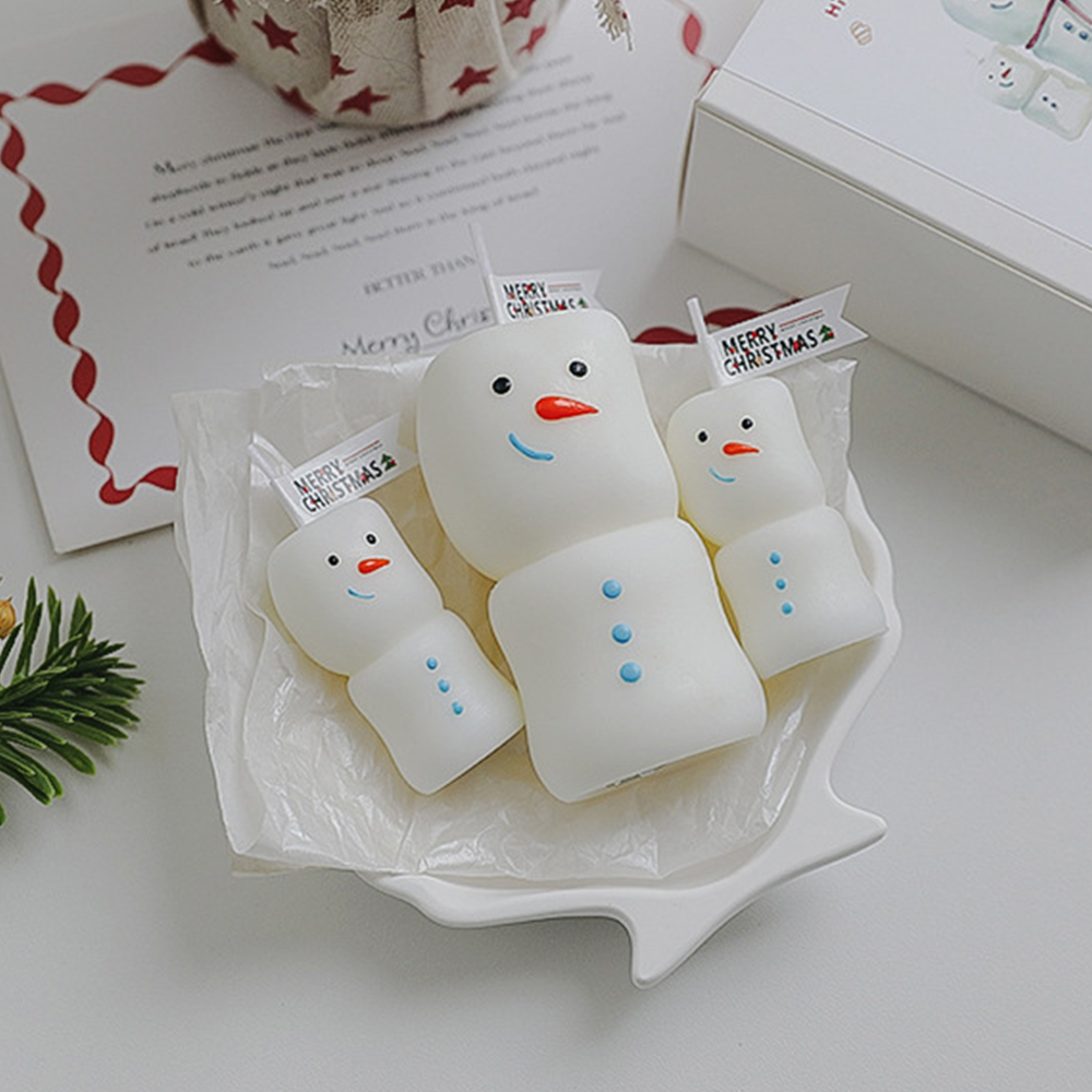 1Pc Cute Snowman Scented Candl - Home Fragrance English Pear And Freesia ulasan dan harga