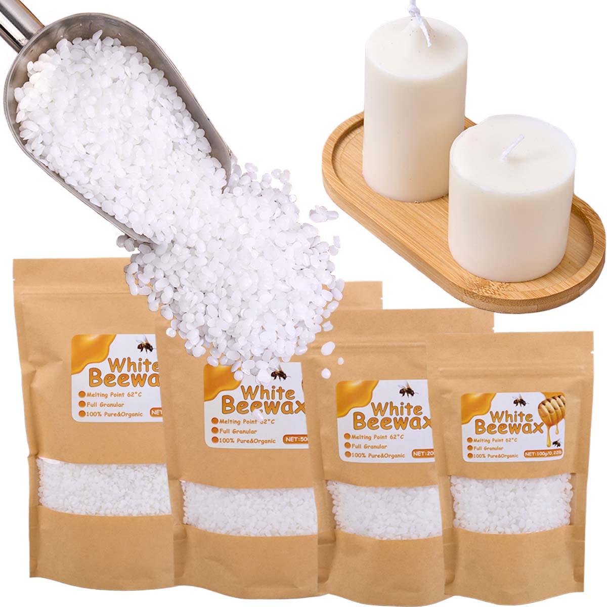 White Beeswax Pure Natural Gra - Beeswax Taper Candle ulasan dan harga