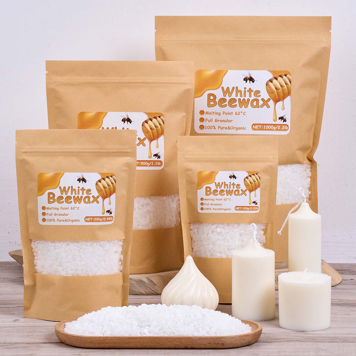 White Beeswax Pure Natural Gra - Beeswax Taper Candle ulasan dan harga