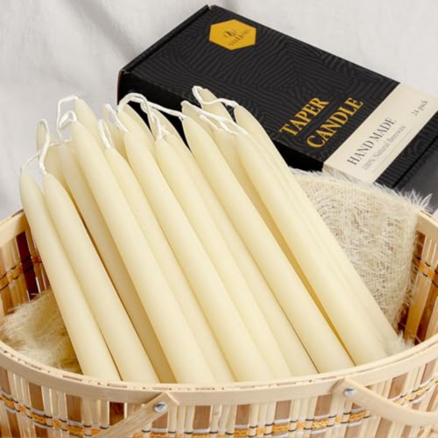24 Pack Natural Beeswax Taper  - Beeswax Taper Candle ulasan dan harga